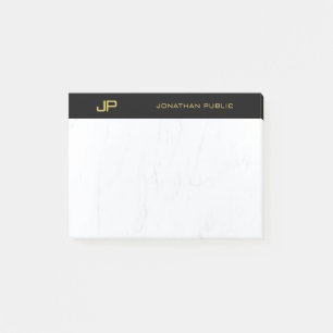 Post-it® Élégant Monogram Black Gold Marble Modèle