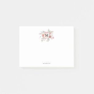 Post-it® Élégant Monogramme floral rose pâle