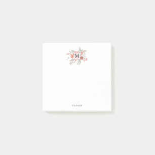 Post-it® Élégant Monogramme floral rose pâle