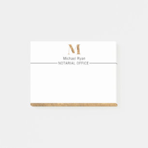 Post-it® Élégant Monogramme personnalisé blanc et or