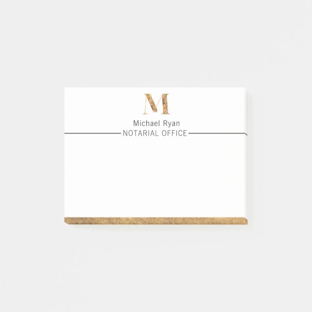 Post-it® Élégant Monogramme personnalisé blanc et or (Devant)