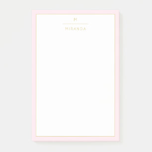 Post-it® Élégant Monogramme rose rose or minimaliste Classé