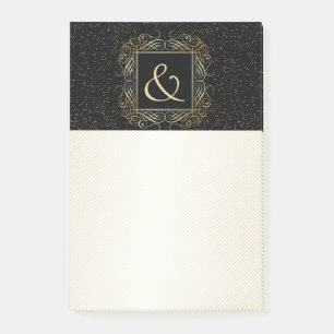 Post-it® Élégant or Foil Look Scrollwork Script sur noir