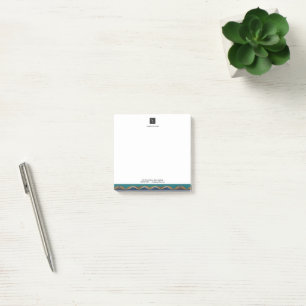 Post-it® Élégant or Vague Bleu Logo Turquoise