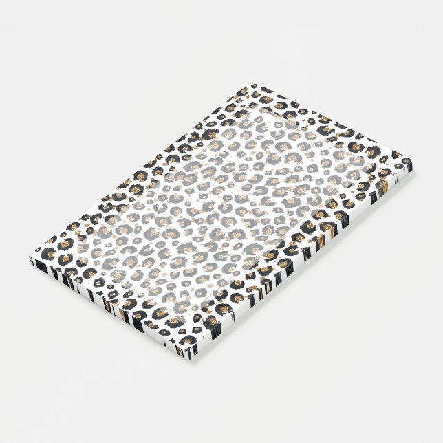 Post-it® Élégant Parties scintillant d'or Motif Leopard (Incliné)