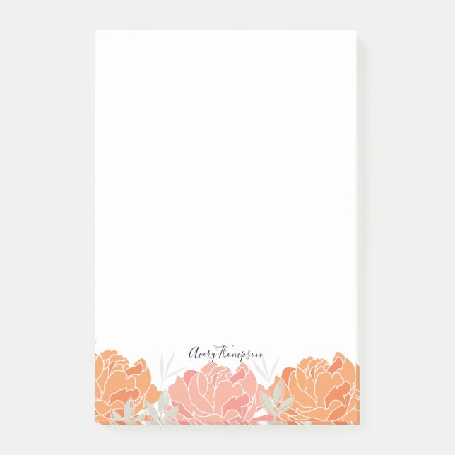 Post-it® Élégant Pastel Peonies motif floral (Devant)