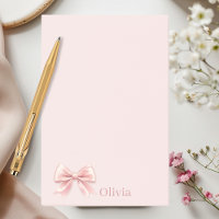 Elégant Pastel Rose Bow & Nom Personnalisé