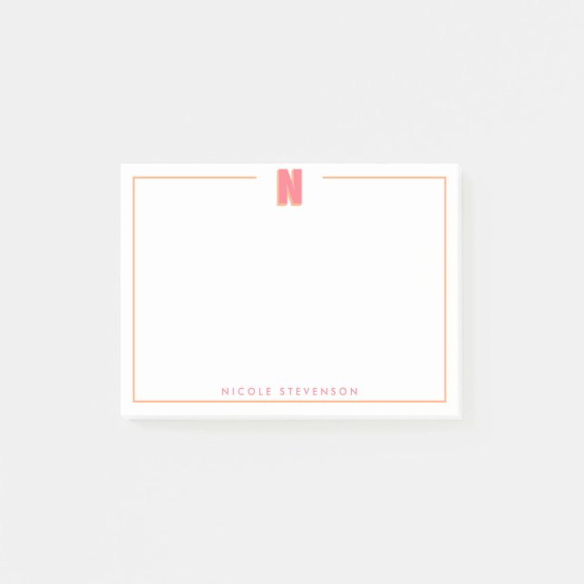 Post-it® Elegant Personalized Monogram 3D Letter N Initial  (Devant)