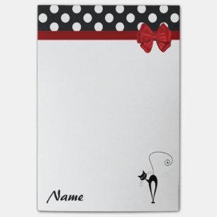 Post-it® Élégant pois whimsical drôle chatte monogramme
