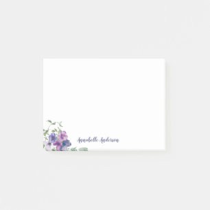 Post-it® Élégant Purple Floral Aquarelle Script