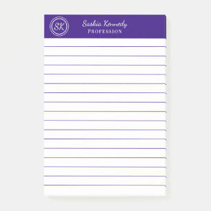 Post-it® Élégant Purple Professionnel Monogramme Entreprise