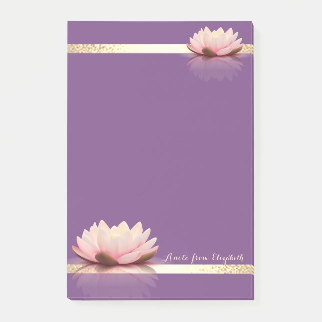 Post-it® Élégant Rayures Dorées Féminines,Lotus Violet (Devant)