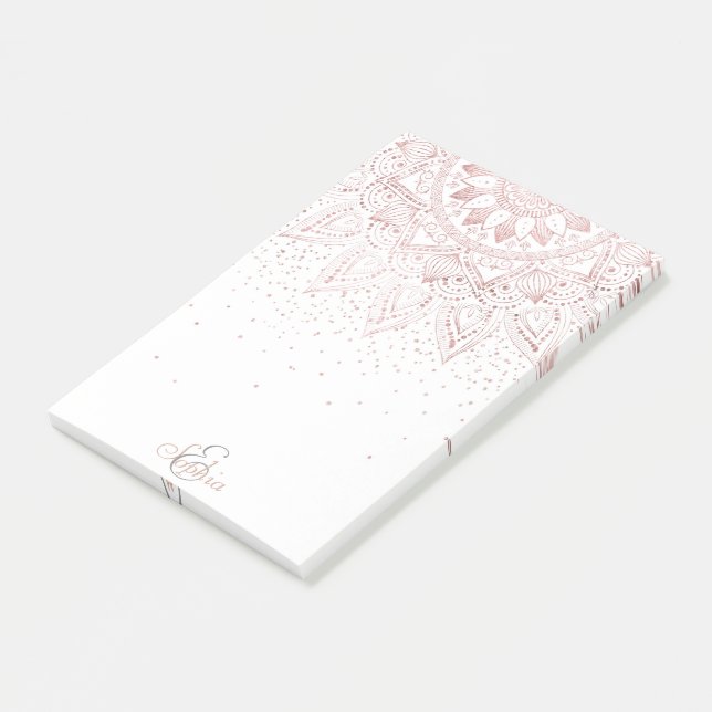 Post-it® Elégant Rose Gold Dots Mandala (Incliné)