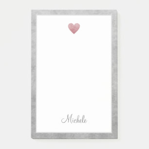 Post-it® Élégant Rose Gold Foil Heart Script moderne