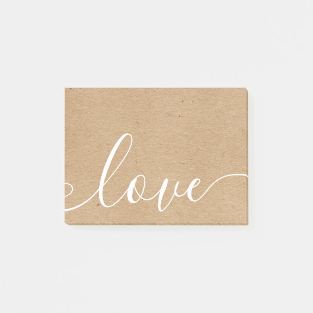 Post-it® Élégant Script Amour Kraft Rustique (Devant)