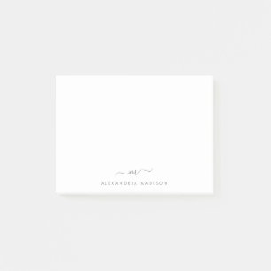 Post-it® Élégant Script élégant Silver Grey Monogramme Offi