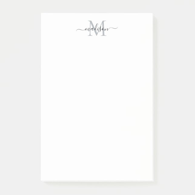 Post-it® Élégant Script Girl Monogramme noir gris (Devant)