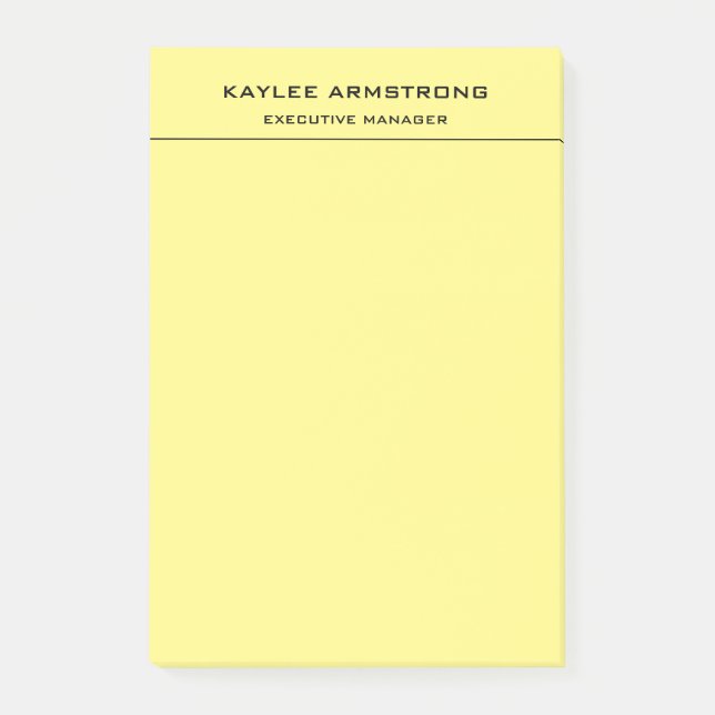 Post-it® Élégant simple professionnel clair jaune (Devant)