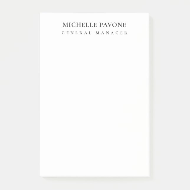 Post-it® Élégant Simple Professionnel Noir & Blanc (Devant)