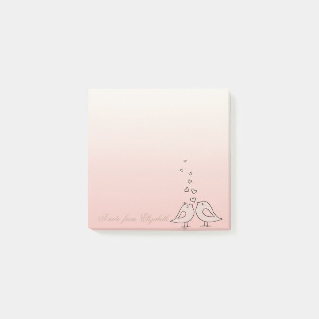 Post-it® Élégant Stylé Féminin , Oiseaux en Amour (Devant)