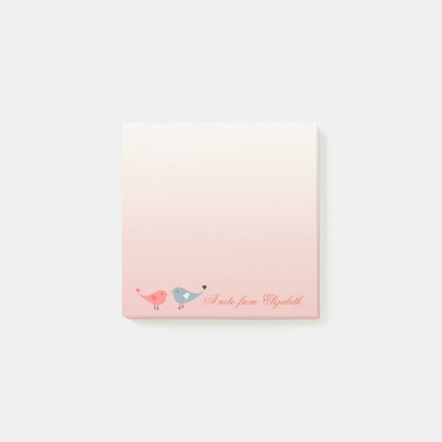 Post-it® Élégant Stylé Féminin , Oiseaux en Amour (Devant)