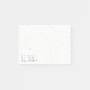 Post-it® Élégant Terrazzo Simple Pierre Grey Nom Monogram