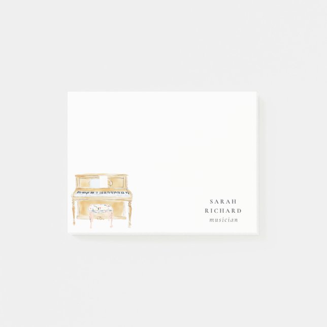 Post-it® Elegant Watercolor Piano Musician Music Teacher (Devant)