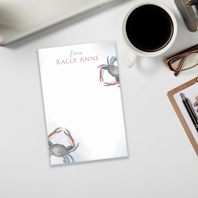 Post-it® Elégante aquarelle moderne Crabe bleu minimaliste (Créateur téléchargé)