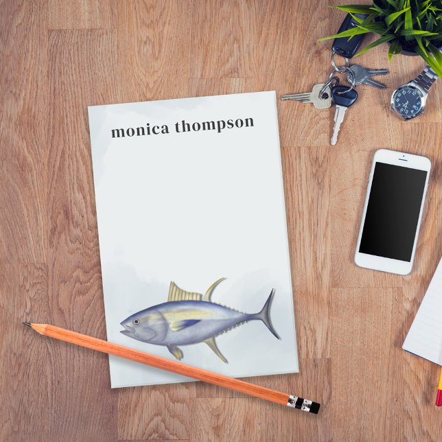 Post-it® Elégante aquarelle moderne Poisson de thon bleu si (Créateur téléchargé)
