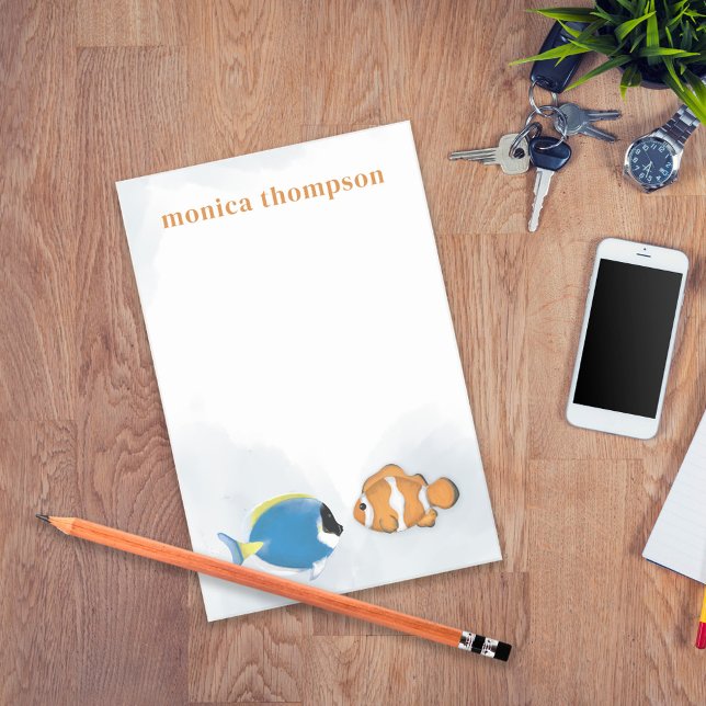 Post-it® Elégante aquarelle moderne Poisson tropical simple (Créateur téléchargé)