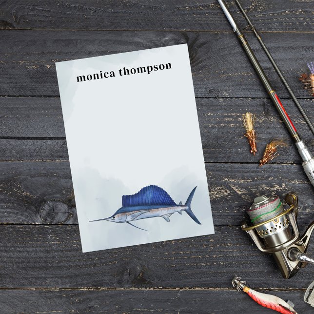 Post-it® Elégante aquarelle moderne Simple Blue Sailfish (Custom post it notes with ocean fish theme.)