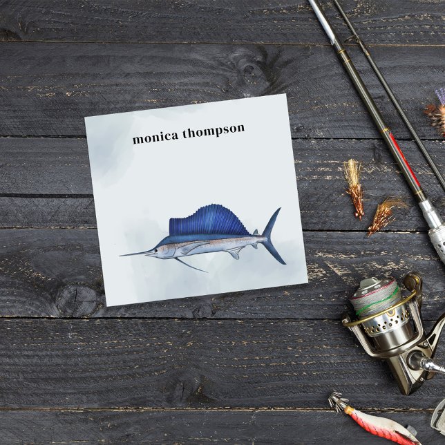 Post-it® Elégante aquarelle moderne Simple Blue Sailfish (Custom post it notes with ocean fish theme.)