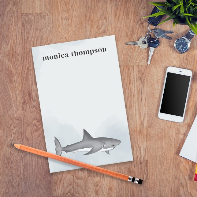 Post-it® Elégante aquarelle moderne Simple requin océanique (Créateur téléchargé)