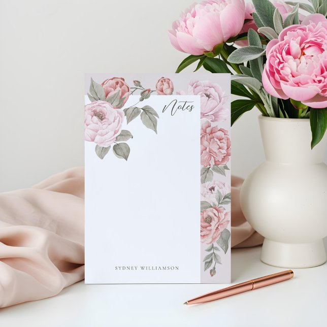Post-it® Elégante aquarelle Peoné rose en fleurs Floral (Elegant Watercolor Pink Peonies in Bloom Floral Post-it Notes)