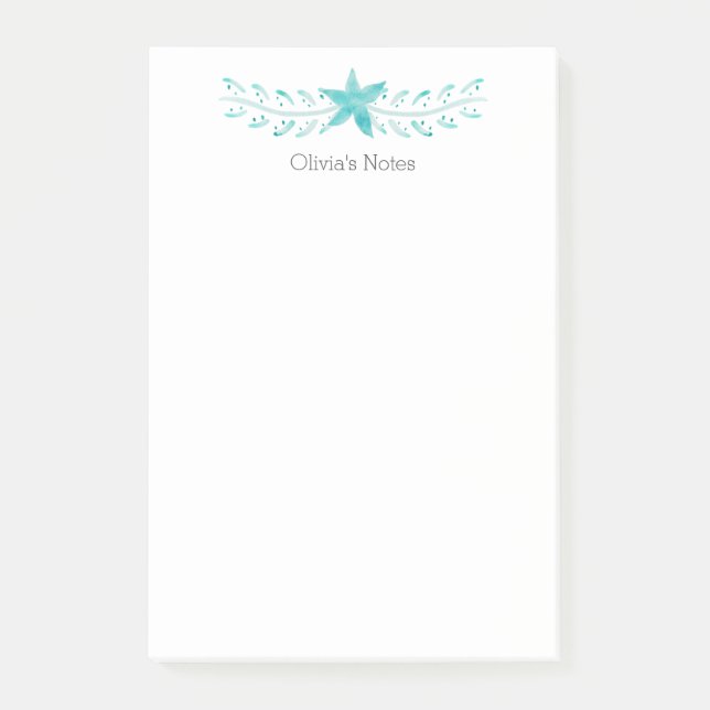 Post-it® Elégante Aquarelle Turquoise côtière (Devant)