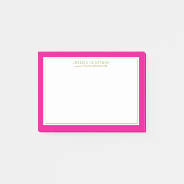 Post-it® Elégante bordure en or Girly Magenta personnalisée (Devant)