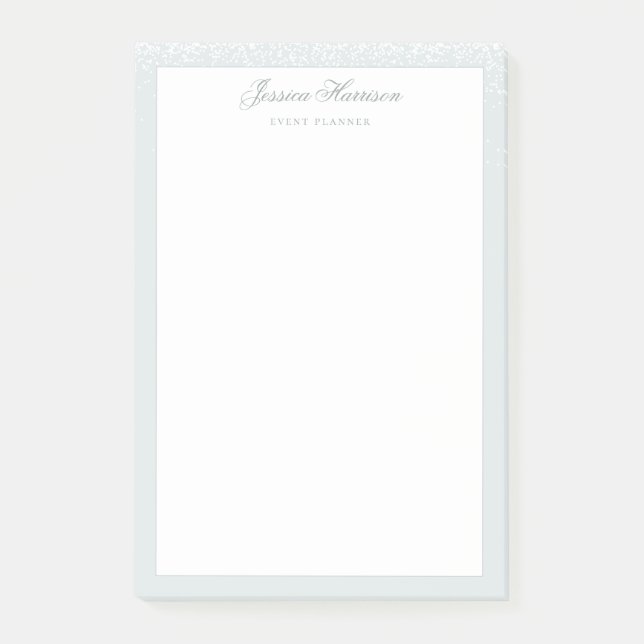 Post-it® Elégante Confetti blanc gris bleu simple 4x6 (Devant)
