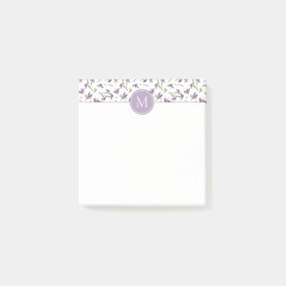 Post-it® Élégante couleur d'eau violet Irises 3" x 3" Monog