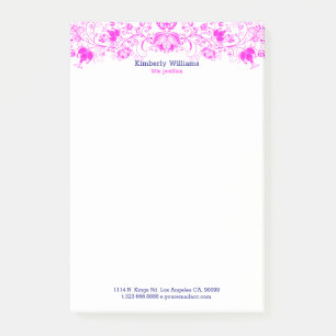 Post-it® Elégante Dentelle Florale Blanche Et Rose Chaud