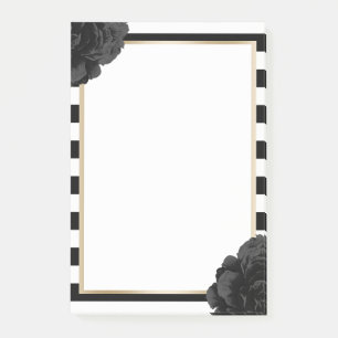 Post-it® Élégante Flore noire moderne Grandes pans noir e