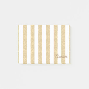 Post-it® Elégante Gold & White Stripes