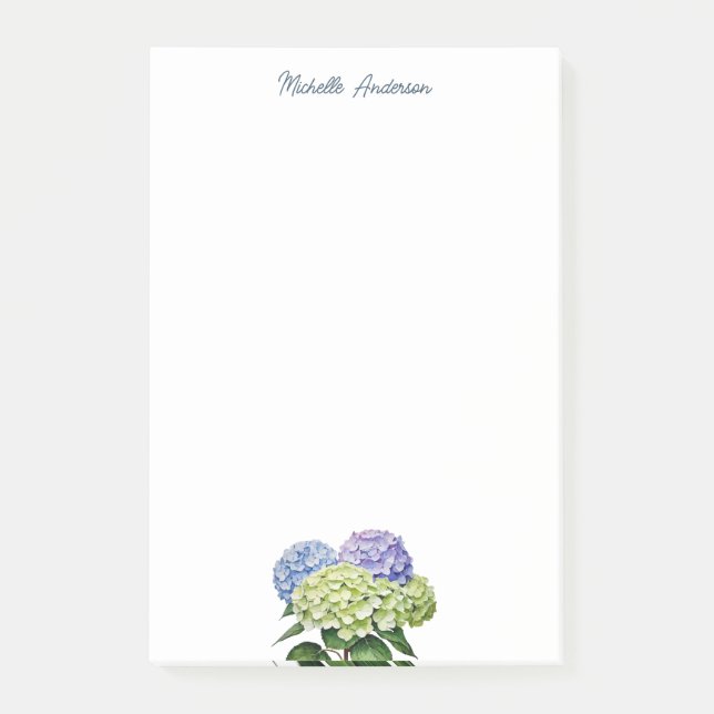 Post-it® Élégante Hydrangea Florale Aquarelle Tendance (Devant)