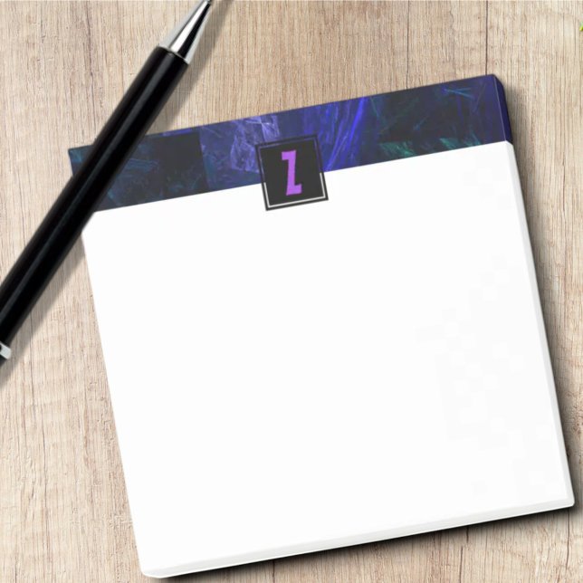 Post-it® Élégante lettre initiale Monogramme | Bleu lumineu (Monogram 40 sheet Post-It Notepad)