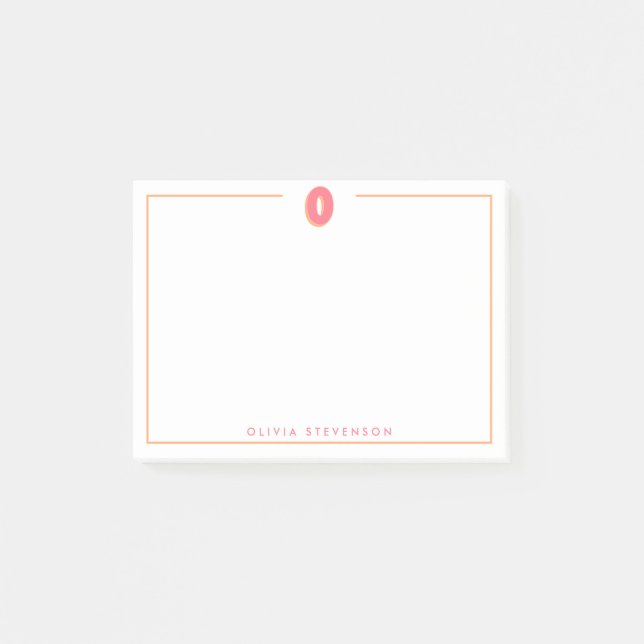 Post-it® Élégante lettre initiale O 3D personnalisée avec m (Devant)
