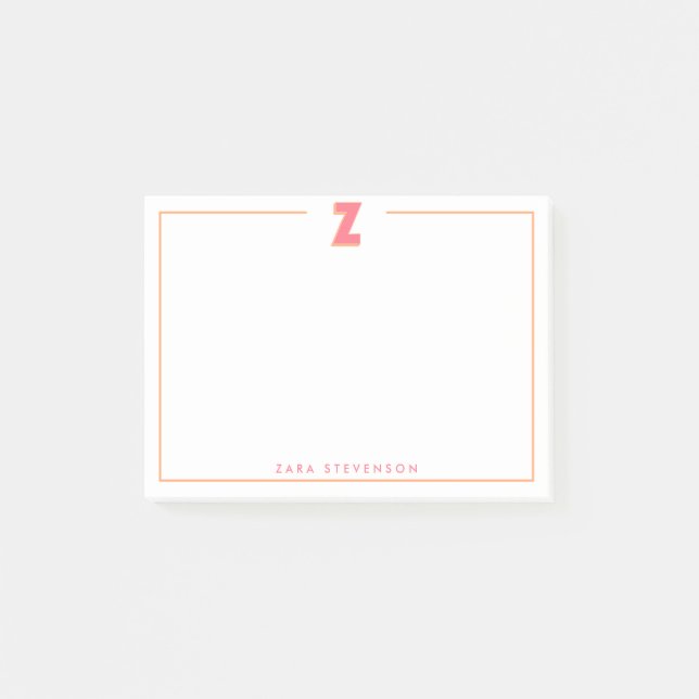 Post-it® Élégante lettre initiale Z monogramme personnalisé (Devant)