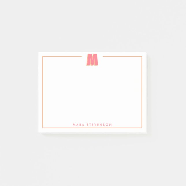 Post-it® Élégante lettre M initiale monogramme 3D personnal (Devant)