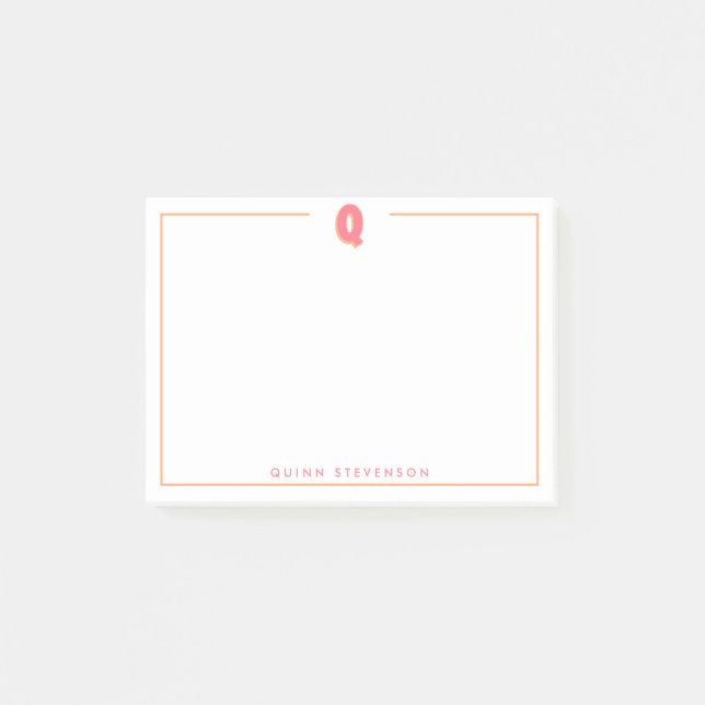 Post-it® Élégante lettre Q initiale monogramme 3D personnal (Devant)