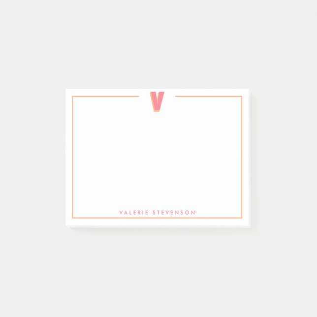 Post-it® Élégante lettre V initiale monogramme 3D personnal (Devant)