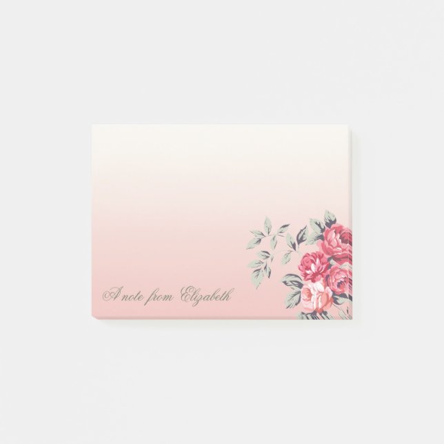 Post-it® Élégante Mignonne Chic Féminin , Fleurs (Devant)