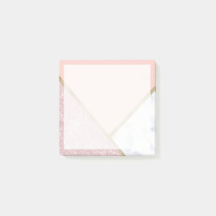 Post-it® Elégante parties scintillant en or rose géométriqu